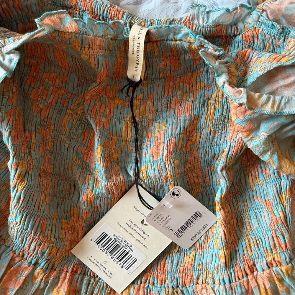 Spell Turquoise and Peach Midi Dress - Picture 5 of 7